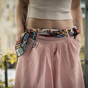 Knee-length A-line skirt | casual skirt with deep pockets | comfortable hemp skirt | pink summer skirt | ethical clothes | FREE Shipping