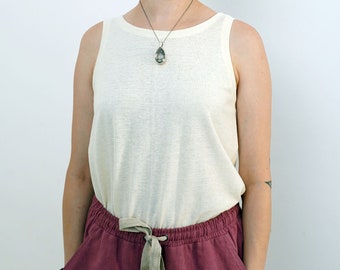 Hemp basic underwear tank top |  Black organic cotton shirt | White organic underwear for women | Ethical clothing by Haptic Path