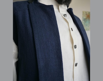 CUSTOM Groom Vest Wedding Clothing, Formal Event Outfit for Men Organic Hemp Vest with Pockets, Cool Ethical Party Clothing