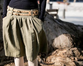 Jupe sur mesure avec poches profondes | Jupe A-line jusqu’aux genoux | vêtements naturels de la marque éthique Haptic Path