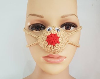 READY TO SHIP, Nose Warmer, Reindeer Nose Warmer, Red Nose Warmer, Crochet Nose Warmer, Nose Cozy, Nose Mitten, Secret Santa Gift,