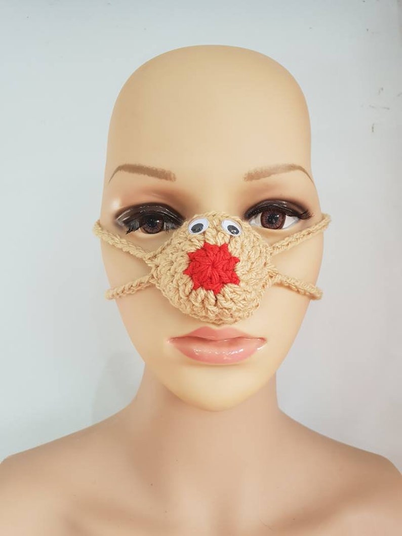 Reindeer Nose Warmer Nose Mitten RUDOLF Nose Warmer Nose Cozy Christmas Gifts Crochet Nose Warmer Secret Santa Gift Red Nose Warmer