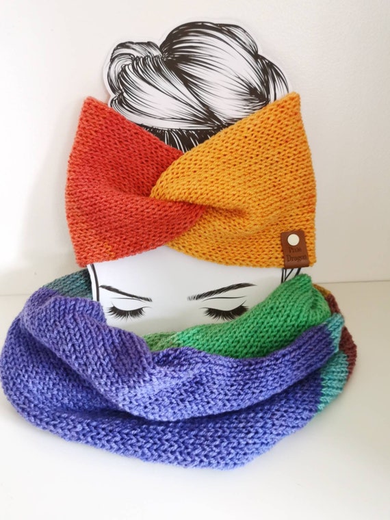Woman's Twisted Headband and Infinity Scarf Knitted - Etsy Ireland