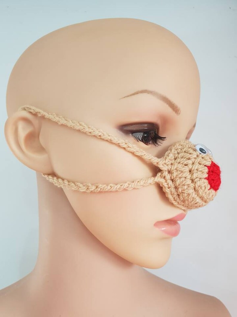 Reindeer Nose Warmer Nose Mitten RUDOLF Nose Warmer Nose Cozy Christmas Gifts Crochet Nose Warmer Secret Santa Gift Red Nose Warmer