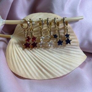 Star Huggie Earrings, Dainty Hoops, Mini hoop star earrings