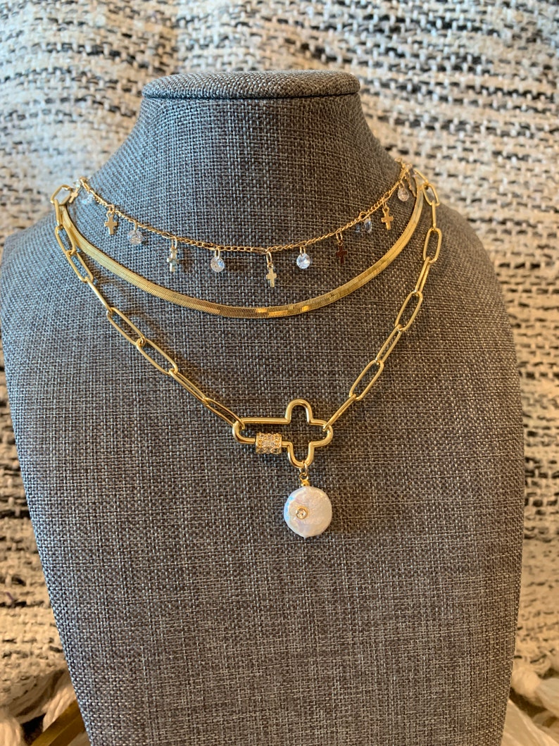 Carabiner necklace Carabiner charm necklace gold lock