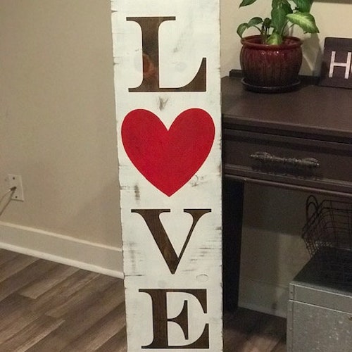Love Wood Sign Home Decor Rustic Decor Love Valentines Etsy