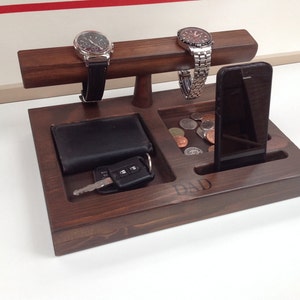 Personalised wooden Watch stand bedside organiser