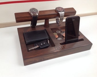 Personalised wooden Watch stand bedside organiser