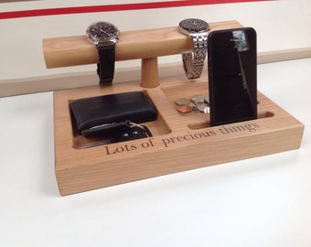 Oak Watch stand bedside organiser