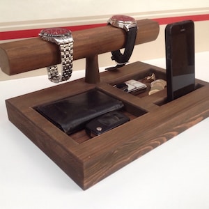 Wooden Watch stand bedside organiser