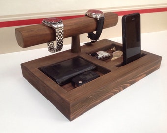 Wooden Watch stand bedside organiser