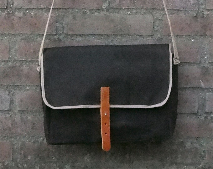 Dark brown Crossbody Bag, waxed cotton canvas messenger bag can be used as EDC, haversack, camera bag for men & women