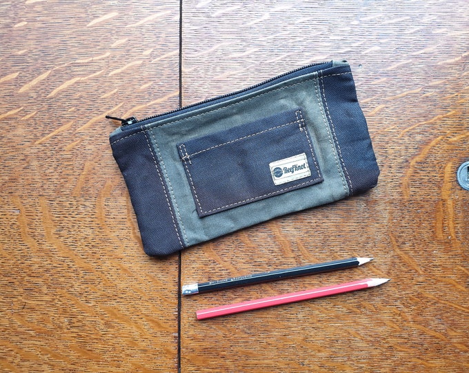 Waxed Canvas pouch, pencil case , EDC one off