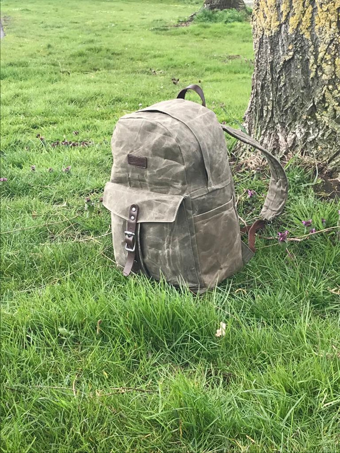 Wax Canvas Backpack Waxed Canvas EDC Leather Backpack Canvas Etsy