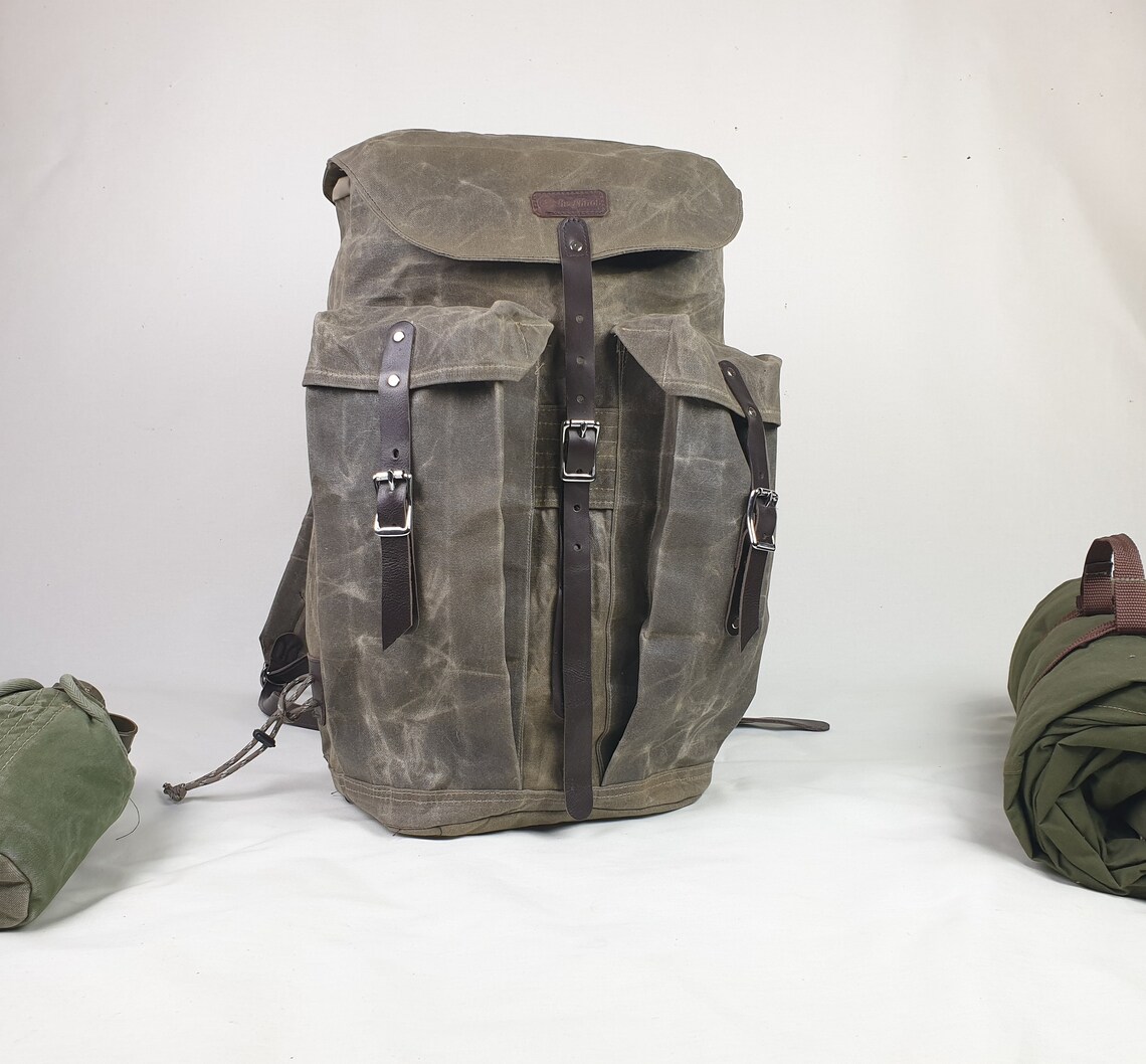 Waxed Canvas Backpack The Bushcrafter 30l pack heavy duty Etsy