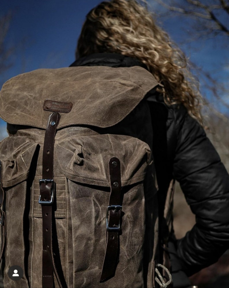 waxed canvas backpack etsy