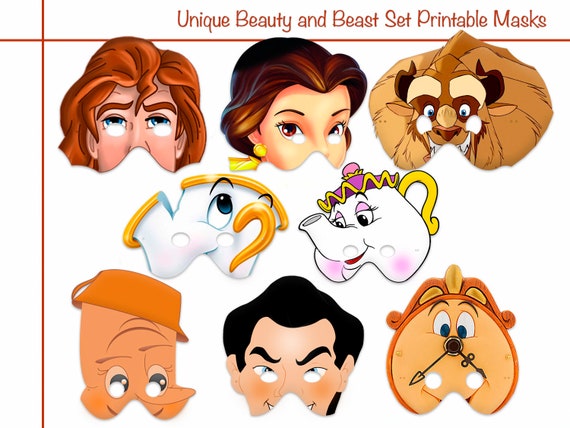 Unique Beaty and Beast Printable Masks costumes paper | Etsy