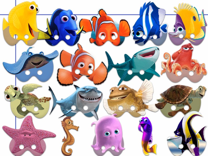 Unique Fish Printable Masks Fish Party Booth Props Nfish | Etsy