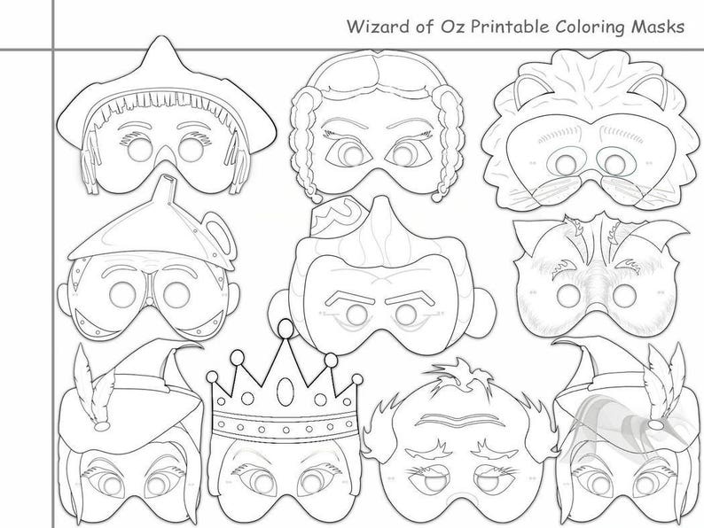 Wizard of Oz Printable Coloring Masks kids costume Dorothy | Etsy