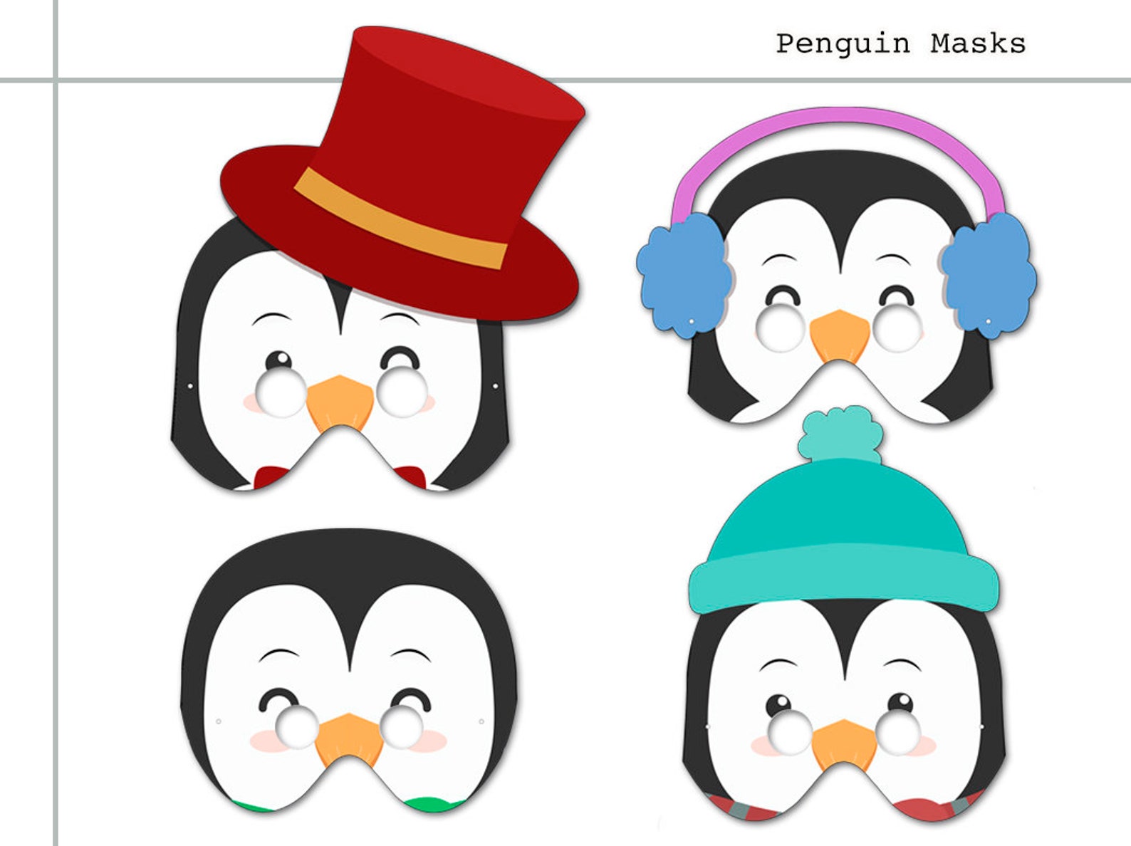 Unique Penguin Printable Masks Penguin Penguin Party | Etsy