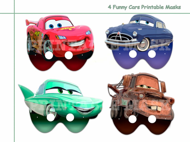 Unique 4 Cars Printable Masks Collection party birthday Etsy