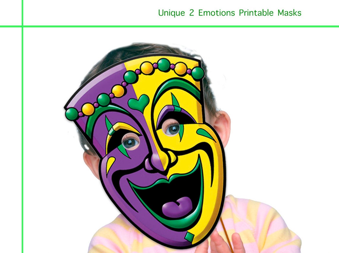 Unique 2 Emotions Printable Masks Party Mask Birthday Etsy