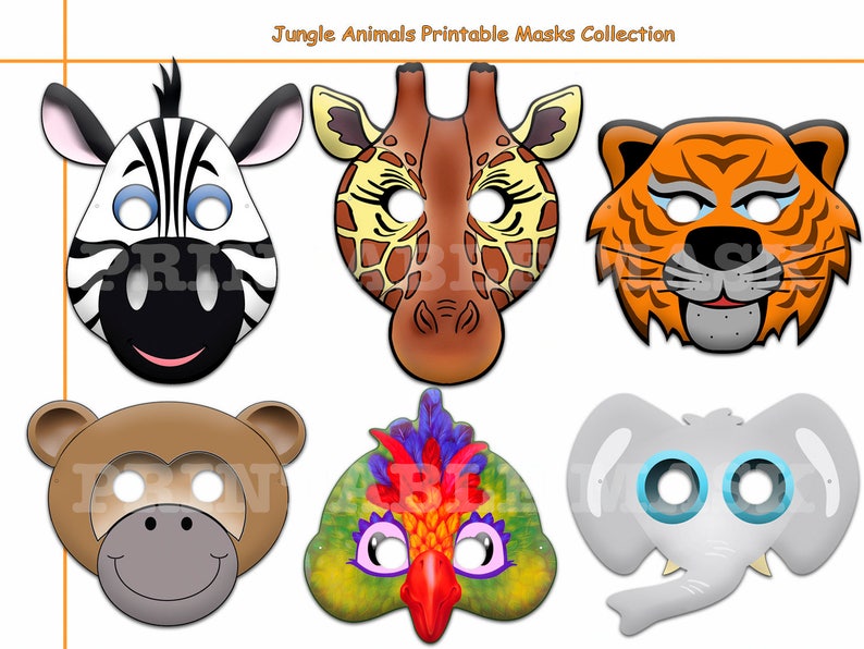 Unique Jungle Animals Printable Masks Paper Mask Safari Etsy Australia