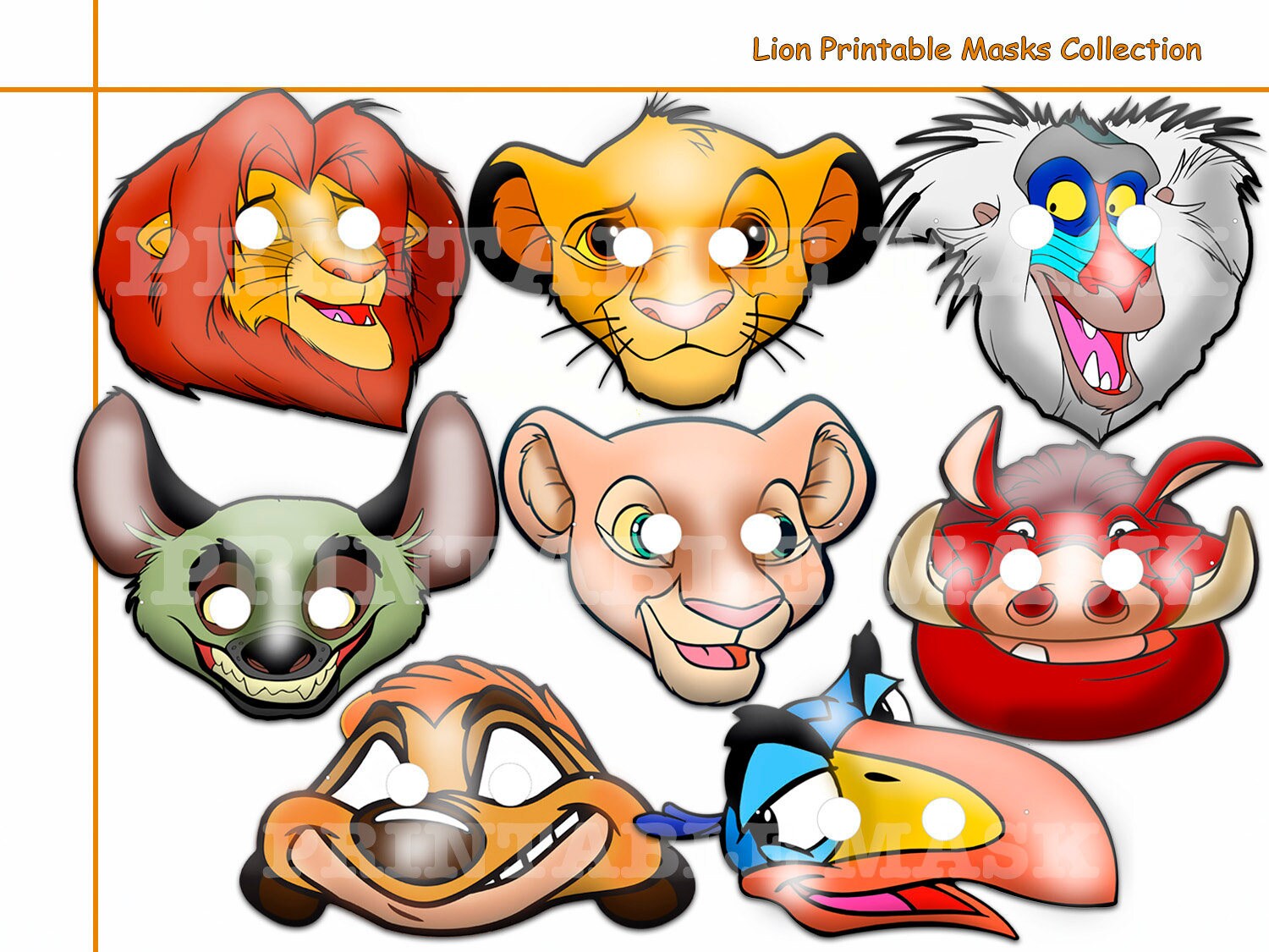 Unique Lion Printable Masks costumes paper masks lion | Etsy