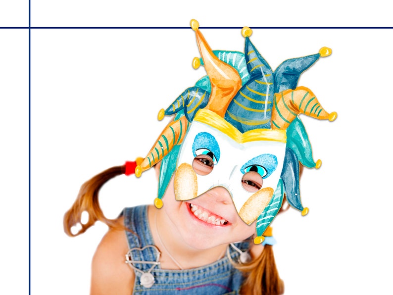 Clowness birthday kids costume dress up mask 3 Clowness Printable Masks Clowness party photo props Clowness mask