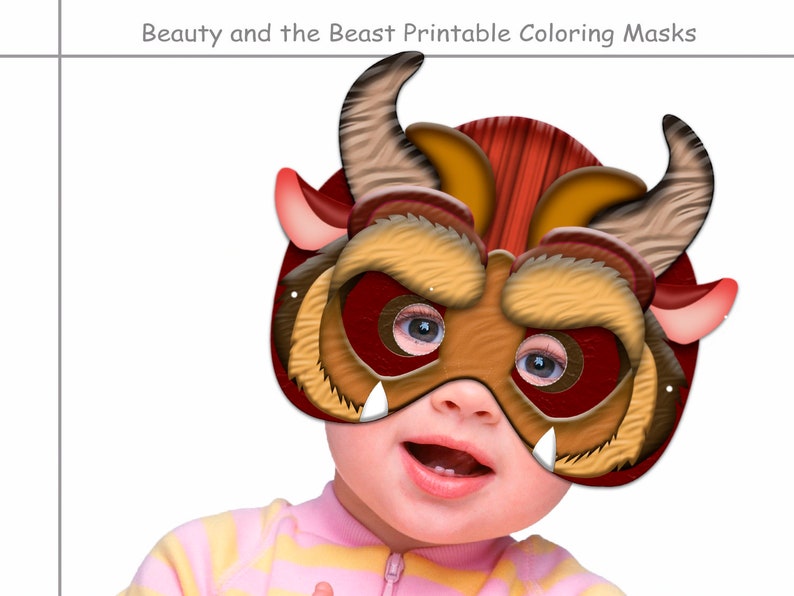 Coloring Beauty and the Beast Black and White Printable Masks | Etsy