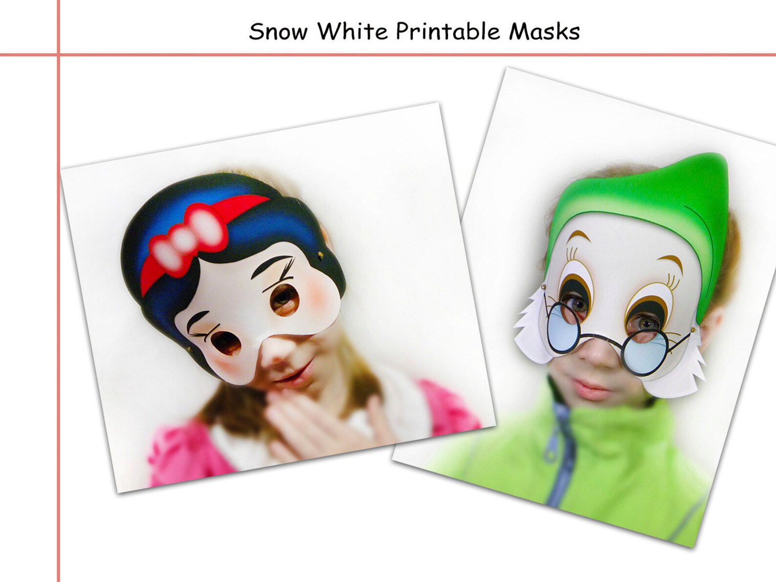 Unique Snow White And The Seven Dwarves Printable Masks party | Etsy