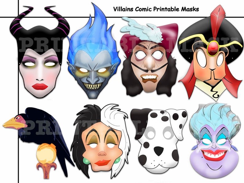 Unique Villains Comic Printable Masks paper party photo Etsy