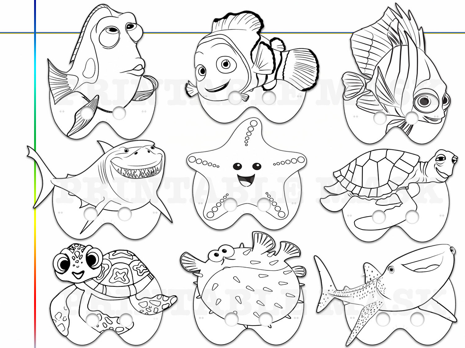 Finding Nemo Dory Printable Coloring Masks kids costume Dory | Etsy