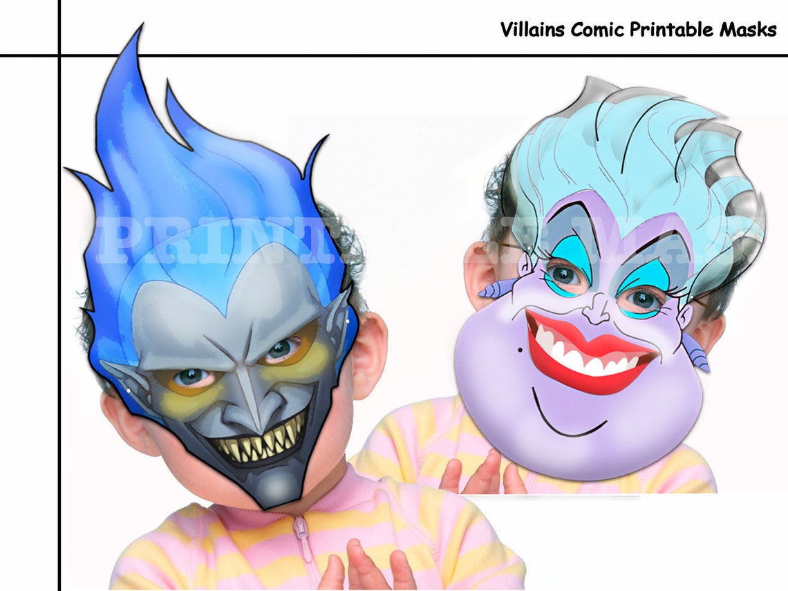 Unique Villains Comic Printable Masks paper party photo | Etsy