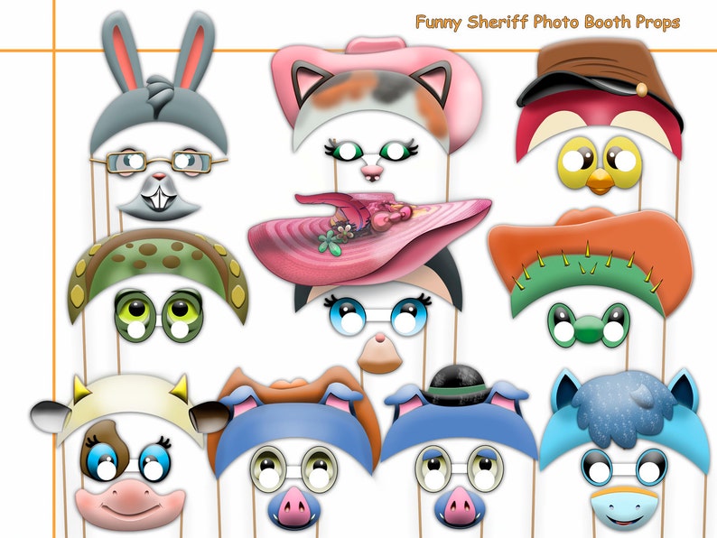 cat kids dress up woodpecker heroes Callie birthday party party favors photo props costume Funny Sheriff Photo Booth Props Set