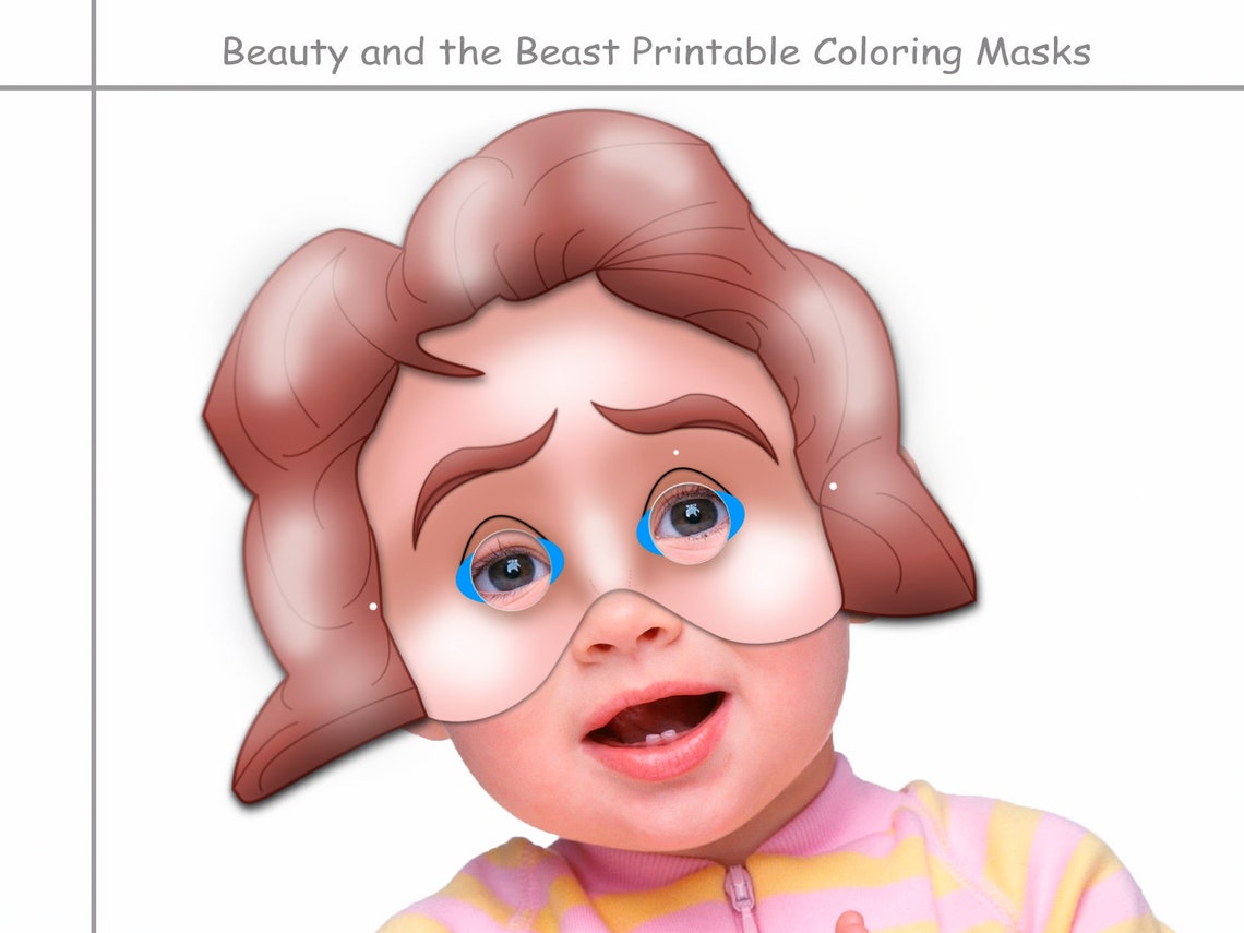 Coloring Beauty and the Beast Black and White Printable Masks | Etsy