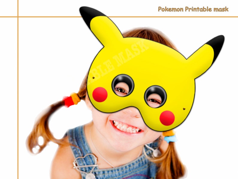 pokemon party decor pikachu mask Unique Pokemon 3 Printable Masks pikachu Hats kids costume Pokemon Mask halloween mask photo booth