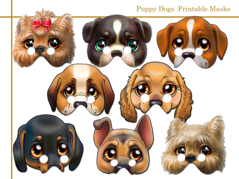 Puppy Dogs Printable Masks costumes paper masks Puppy | Etsy