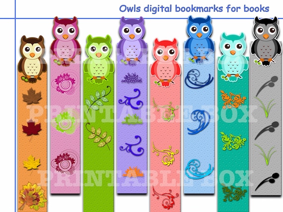 beautiful digital owls bookmarks for book printable