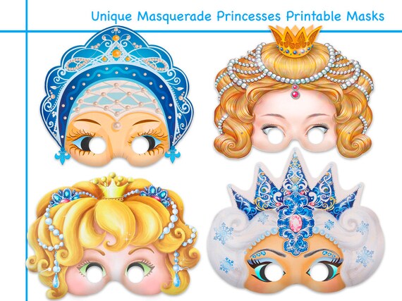 Unique Masquerade Princess Printable Masks Masquerade | Etsy