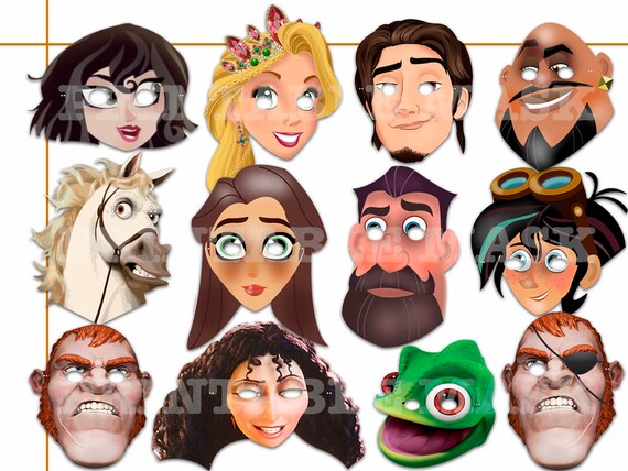 Tangled Printables Photo Booth Props Mask Rapunzel Birthday Etsy