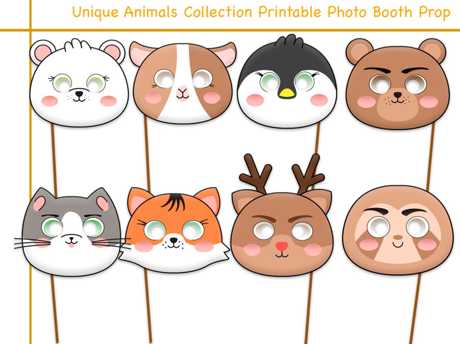 Different Animals Party Photo Booth Props Set birthday | Etsy