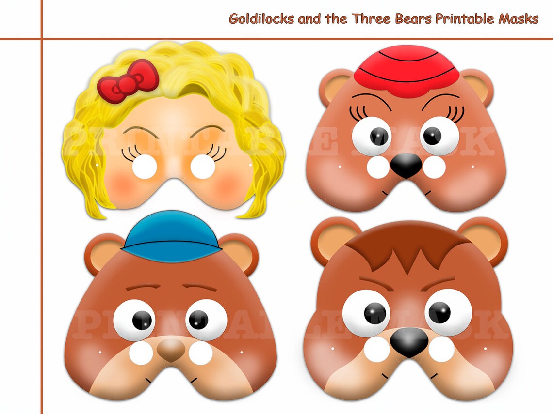 Unique Goldilocks and the Three Bears Printable Masks | Etsy