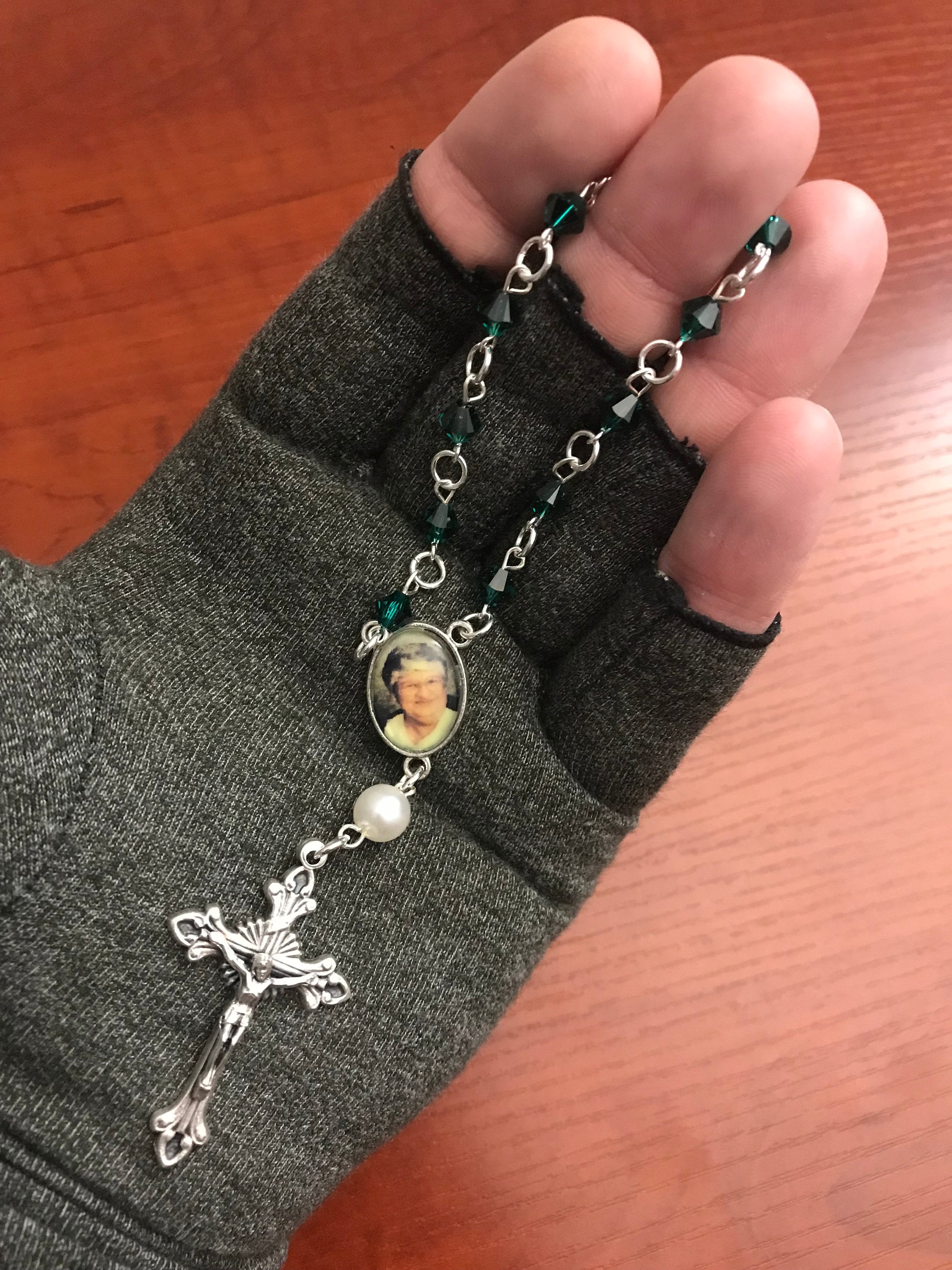 Custom Photo Birthstone Rosary Bracelet, Memorial Rosary Bracelet, Auto Car Rosary Bracelet, Keepsake,