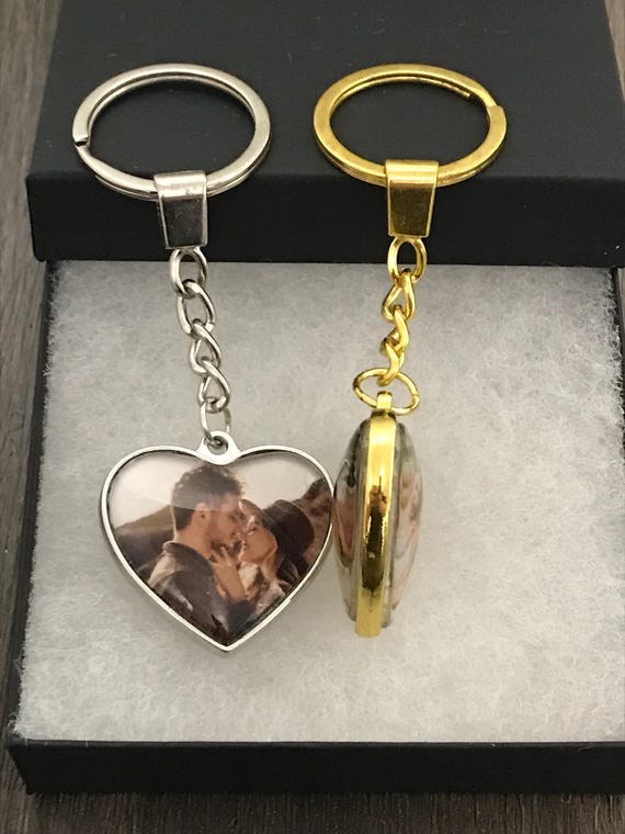Personalized Photo Heart Keychain: Double Sided Memorial Gift
