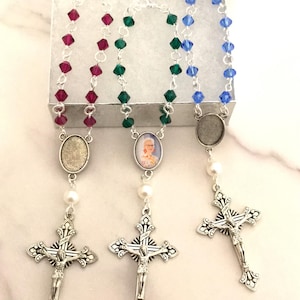 Personalized Photo Birthstone Rosary Bracelet: Sympathy Remembrance Gift