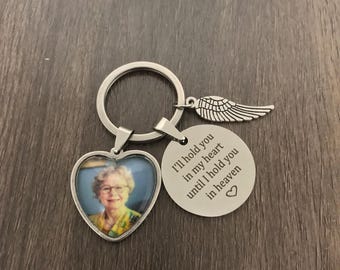 Personalized Photo Memorial Keychain: Angel Wing Keepsake Gift