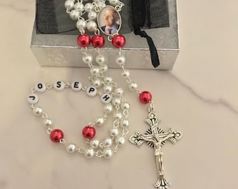 Personalized Custom Photo Name Memorial Rosary Necklace, Sentimental Sympathy Bereavement Remembrance, Funeral Loss Keepsake Picture Gift