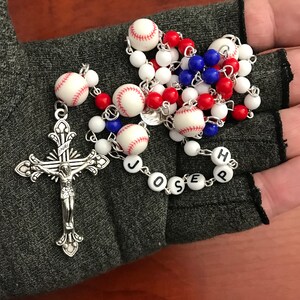 Custom Personalized Baseball Rosary Necklace, Sports Rosary, Sports Necklace, First Communion, Confirmation, Baptism, Christmas Gift image 4